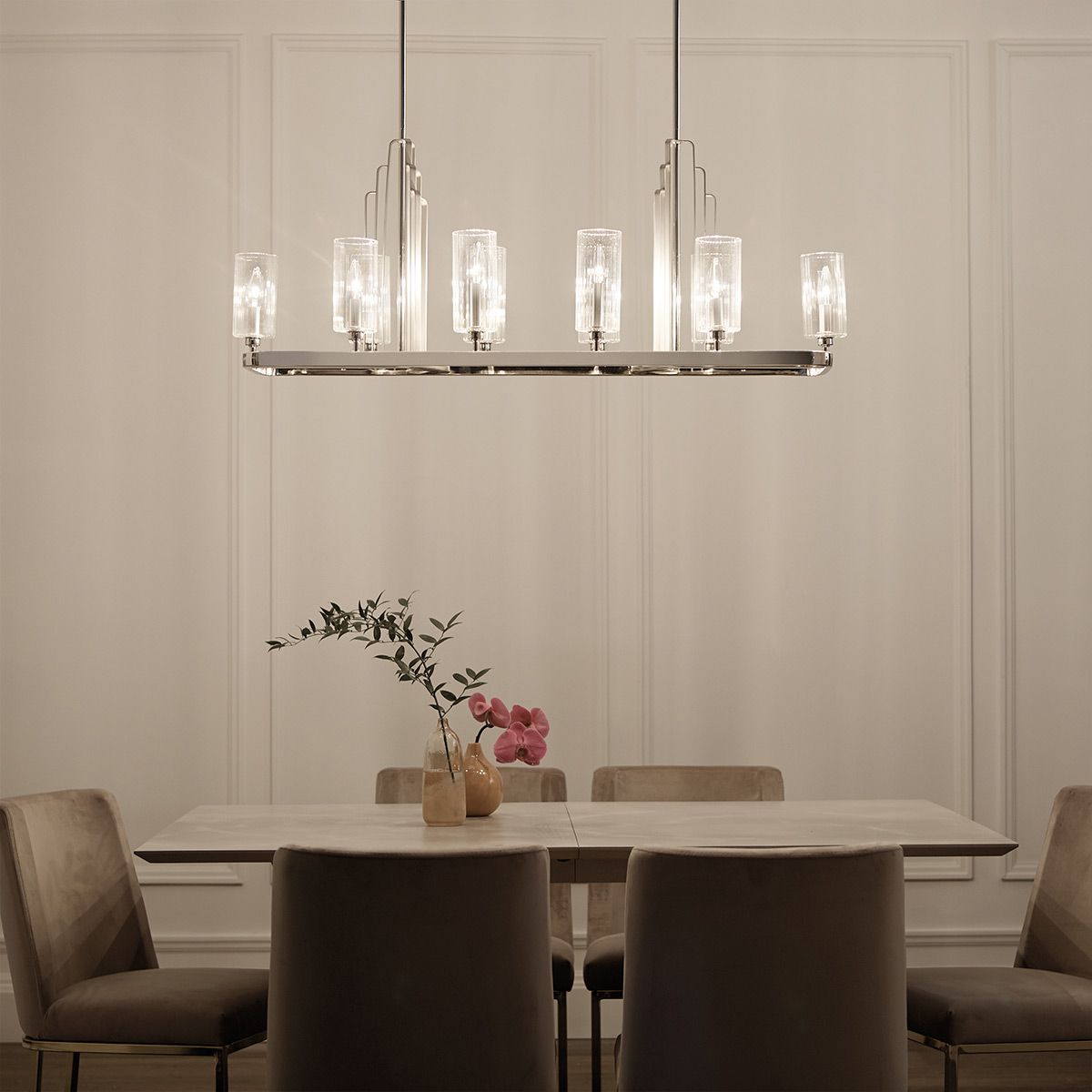 Quintiesse Kimrose 10 Light Linear Chandelier - Polished Nickel