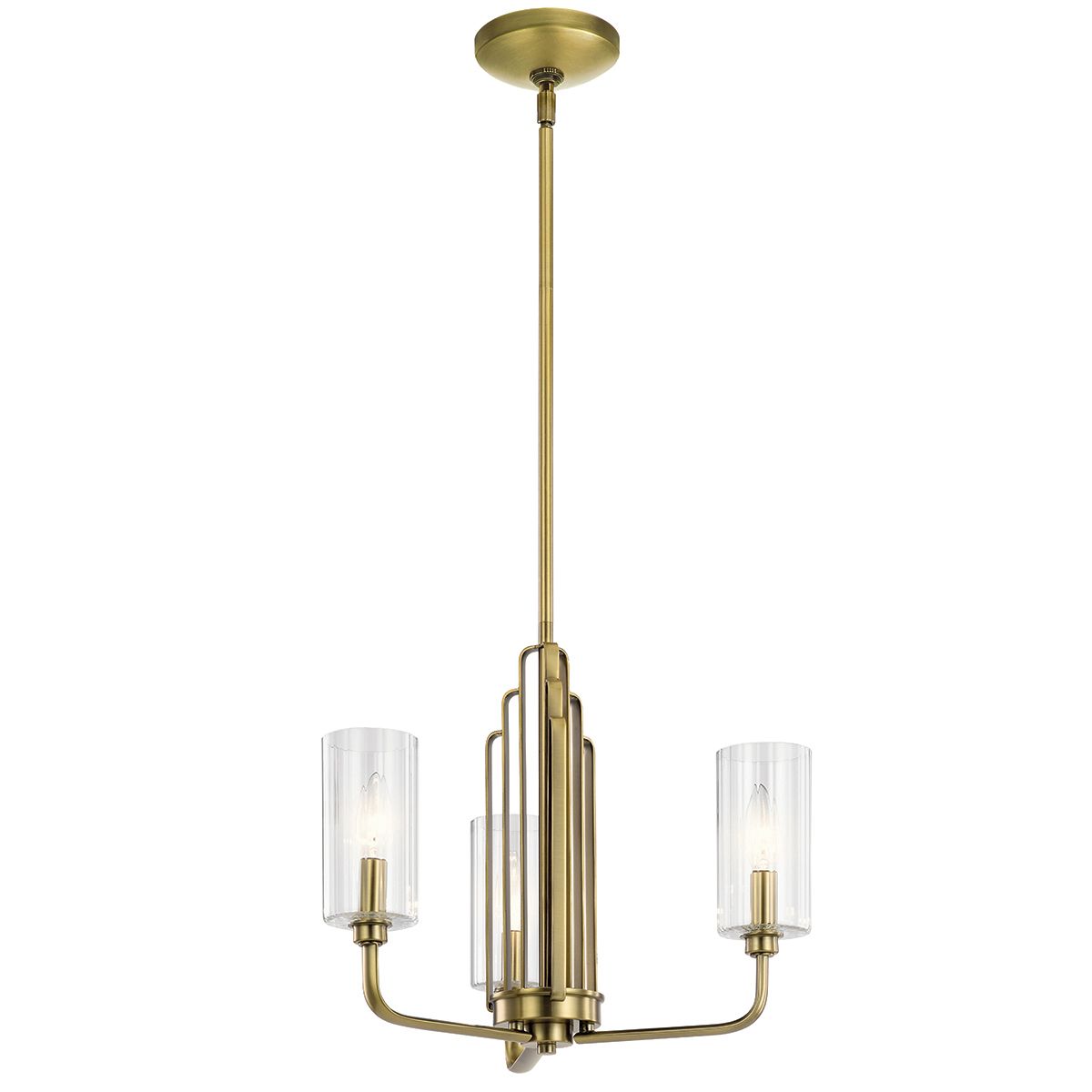 Quintiesse Kimrose 3 Light Chandelier - Brushed Natural Brass