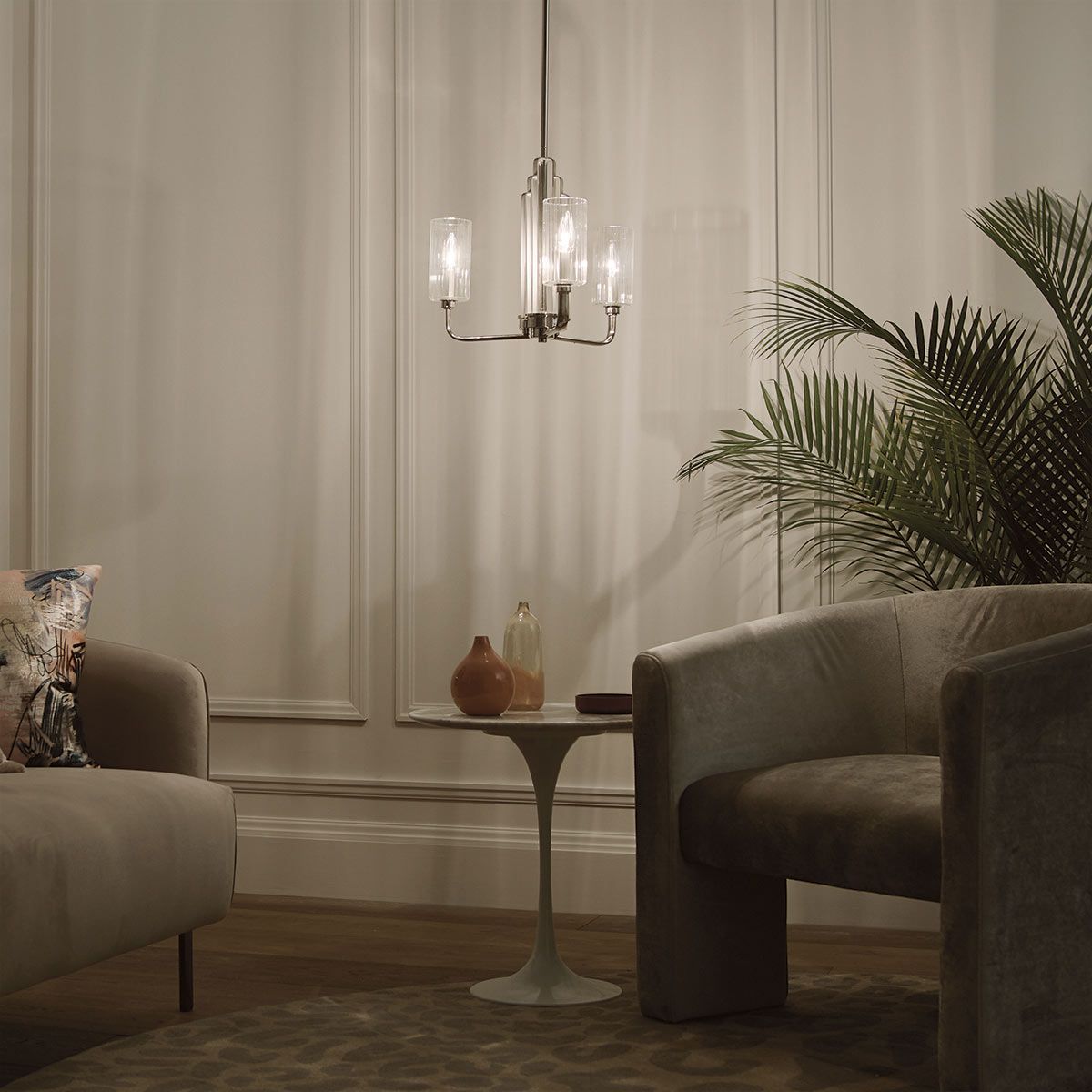 Quintiesse Kimrose 3 Light Chandelier - Polished Nickel