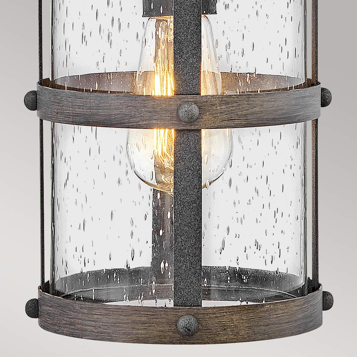 Quintiesse Lakehouse Single Small Wall Lantern - Aged Zinc with Driftwood Grey
