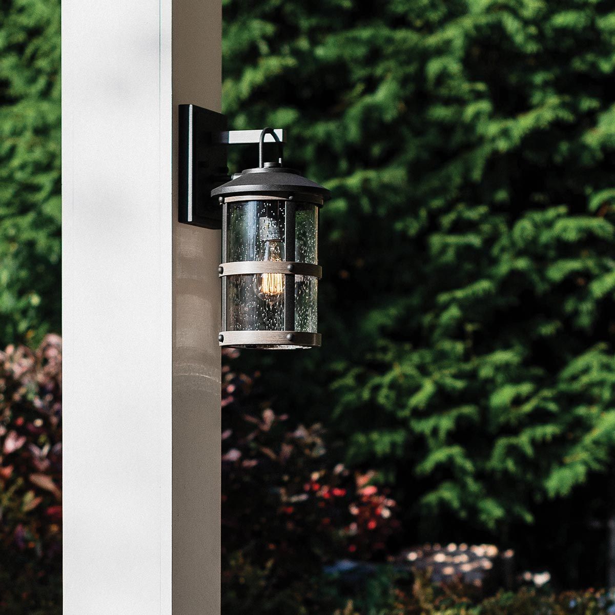 Quintiesse Lakehouse Single Small Wall Lantern - Aged Zinc with Driftwood Grey