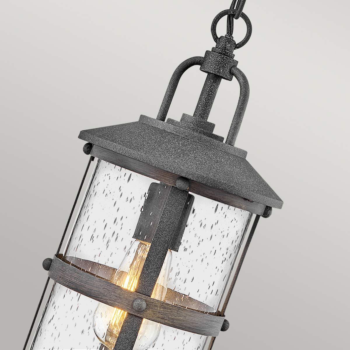 Quintiesse Lakehouse Single Small Chain Lantern - Aged Zinc with Driftwood Grey