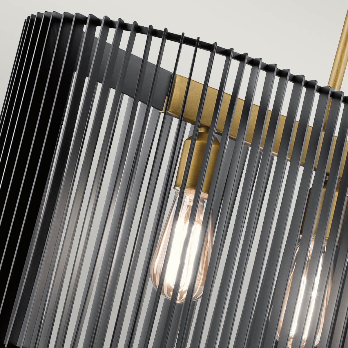 Quintiesse Linara 5 Light Linear Chandelier - Black & Natural Brass