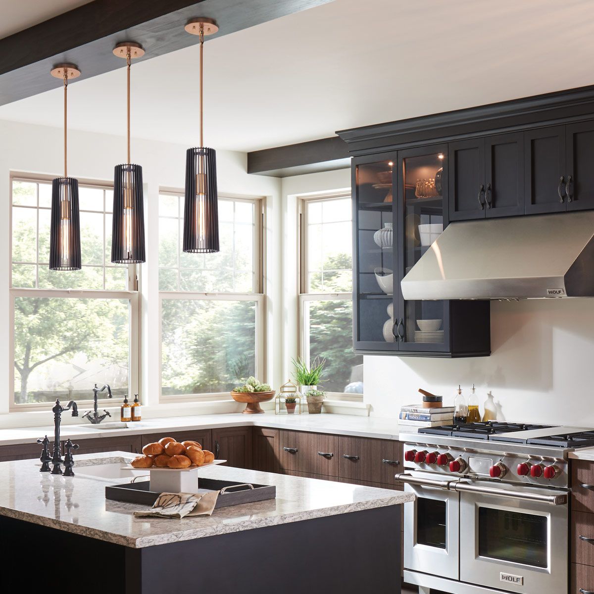 Quintiesse Linara Single Pendant - Black & Natural Brass