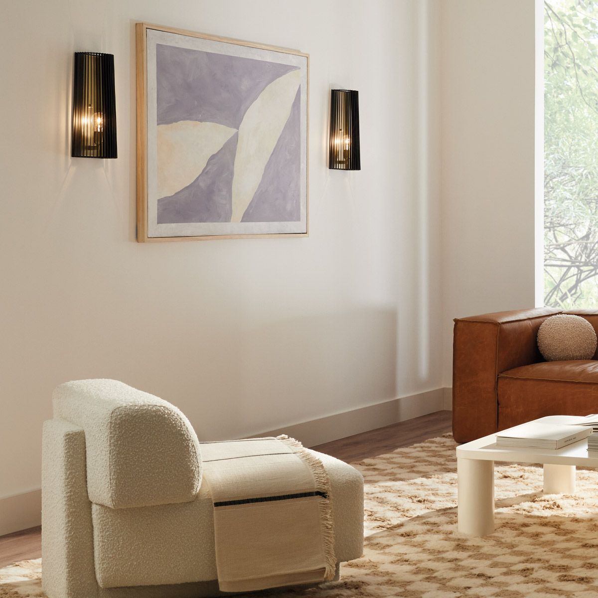 Quintiesse Linara Single Wall Light - Black & Natural Brass