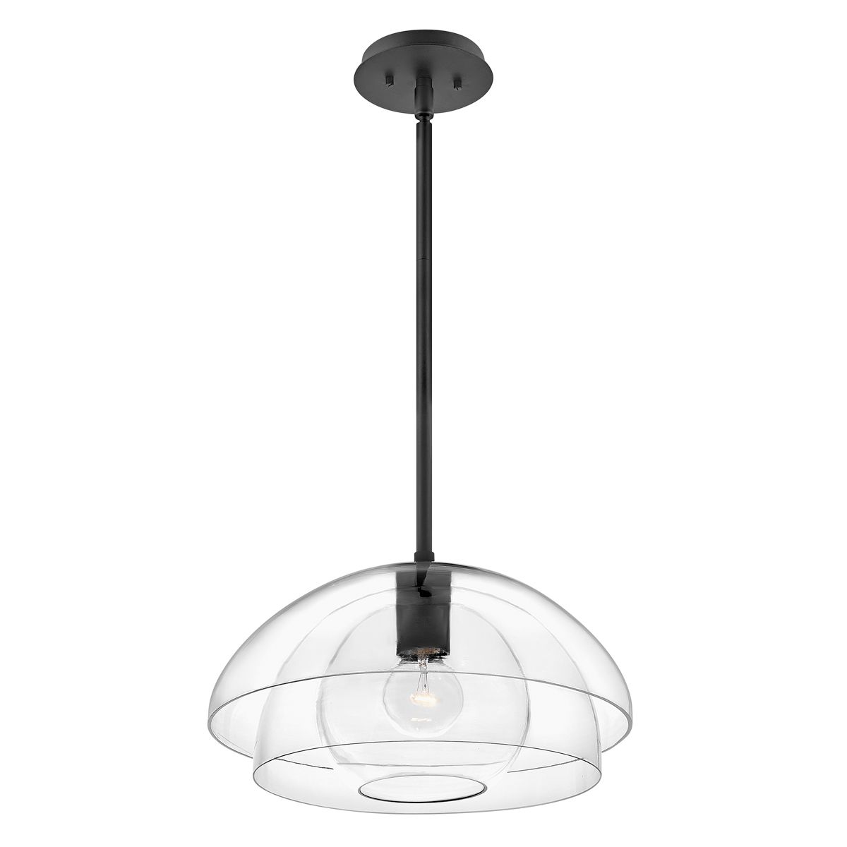 Quintiesse Lotus Single Pendant / Semi-Flush Fitting - Black