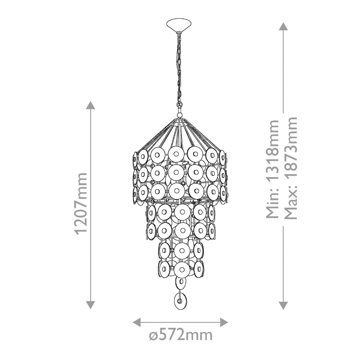 Quintiesse Meridian 9 Light Pendant - Distressed Gold & Smoked Glass