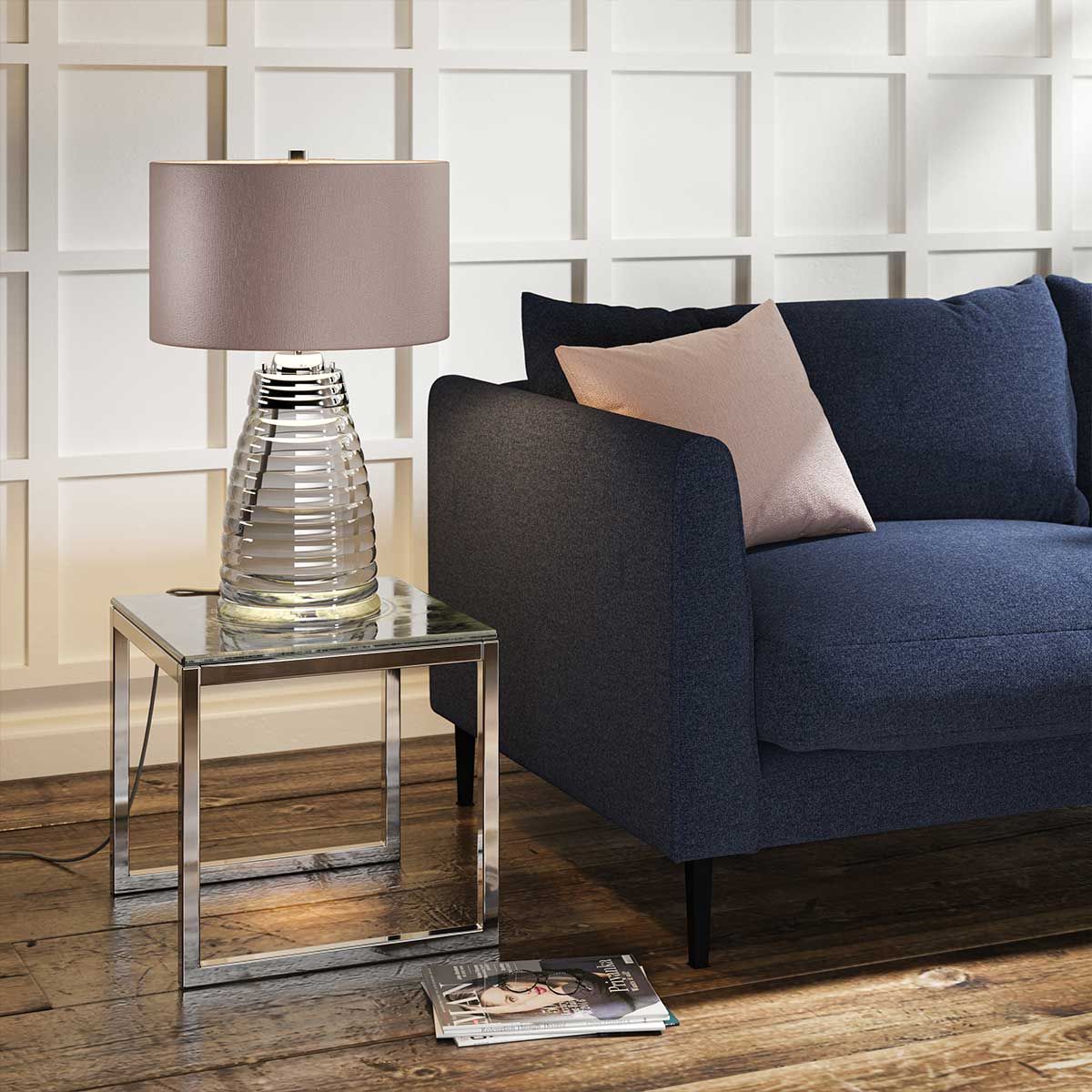 Quintiesse Milne Single Table Lamp - Grey -Polished Nickel