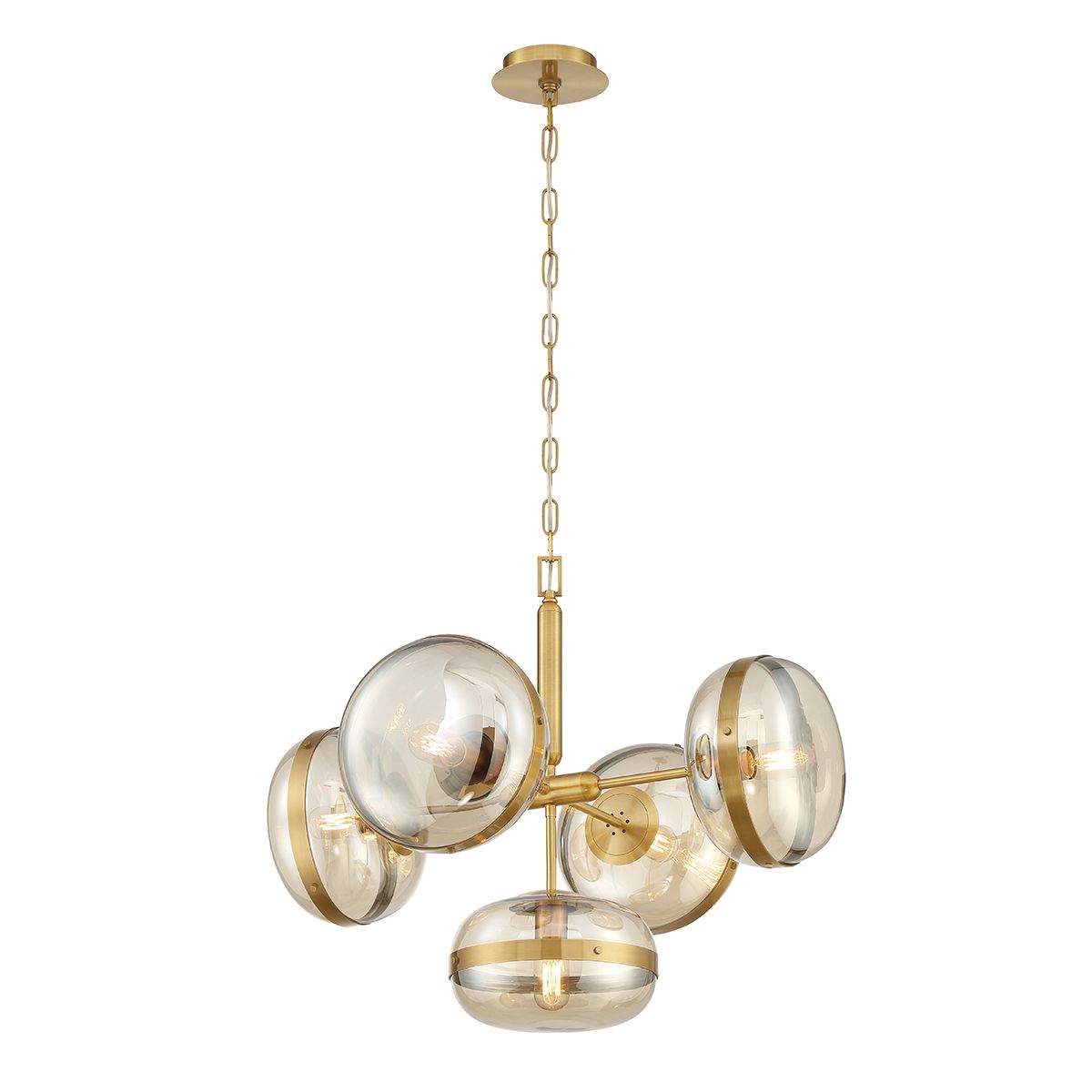 Quintiesse Nottingham 5 Light Pendant Chandelier - Antique Brass