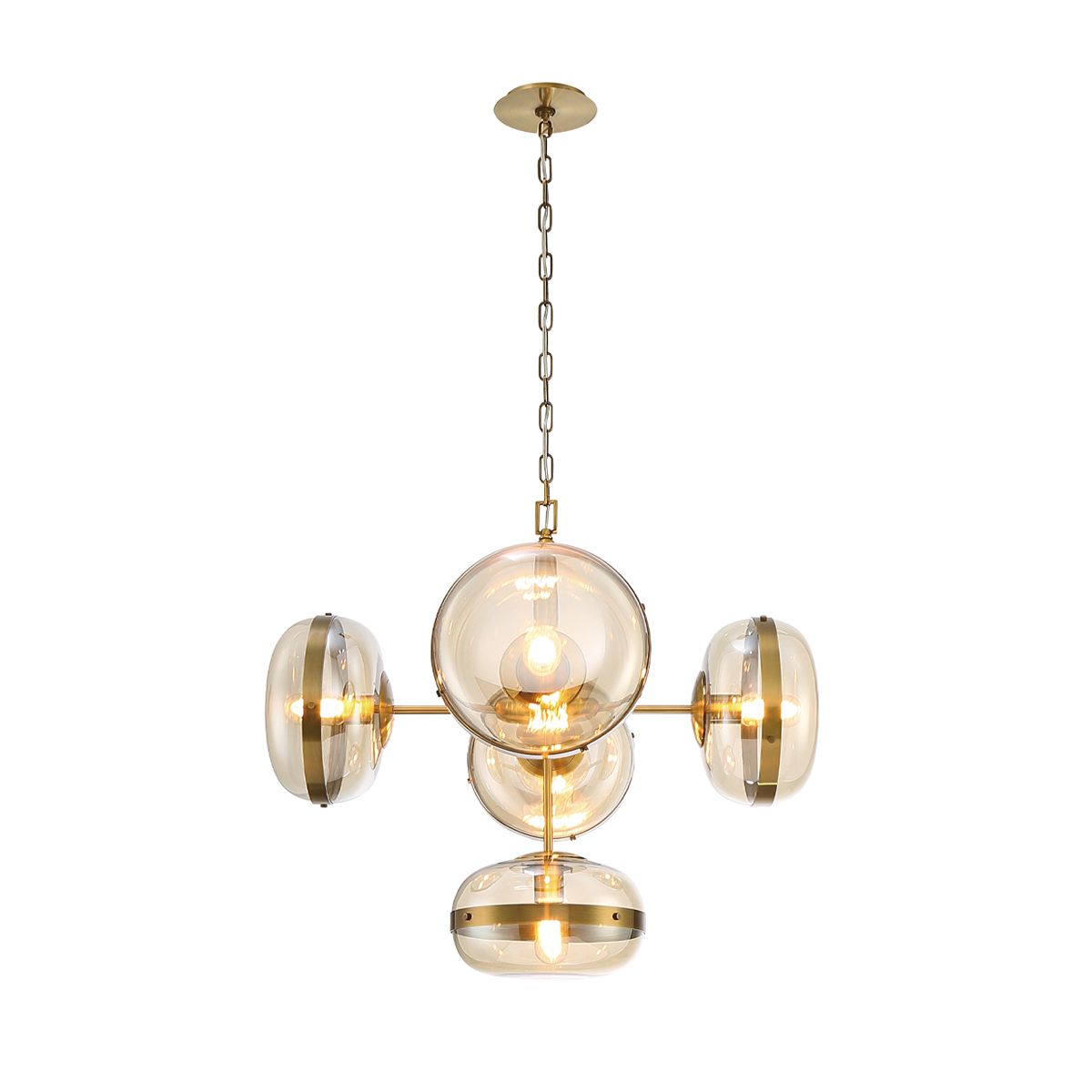 Quintiesse Nottingham 5 Light Pendant Chandelier - Antique Brass