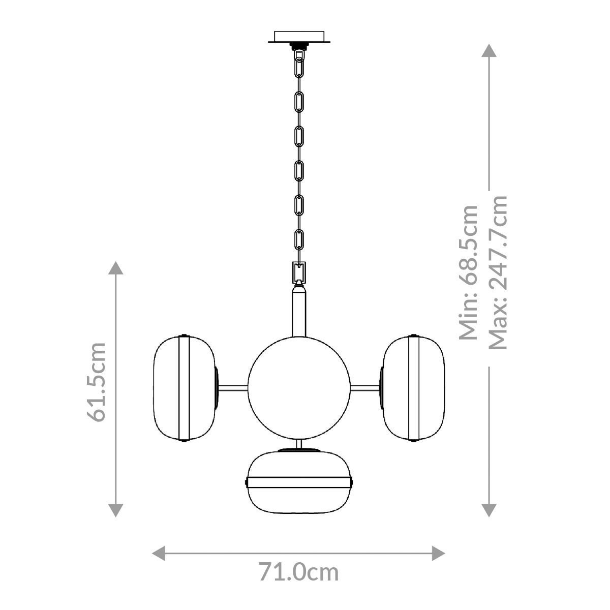 Quintiesse Nottingham 5 Light Pendant Chandelier - Antique Brass