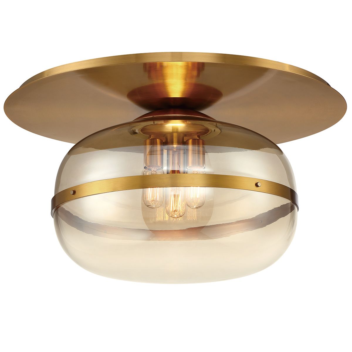 Quintiesse Nottingham 3 Light Ceiling Flush Large - Antique Brass