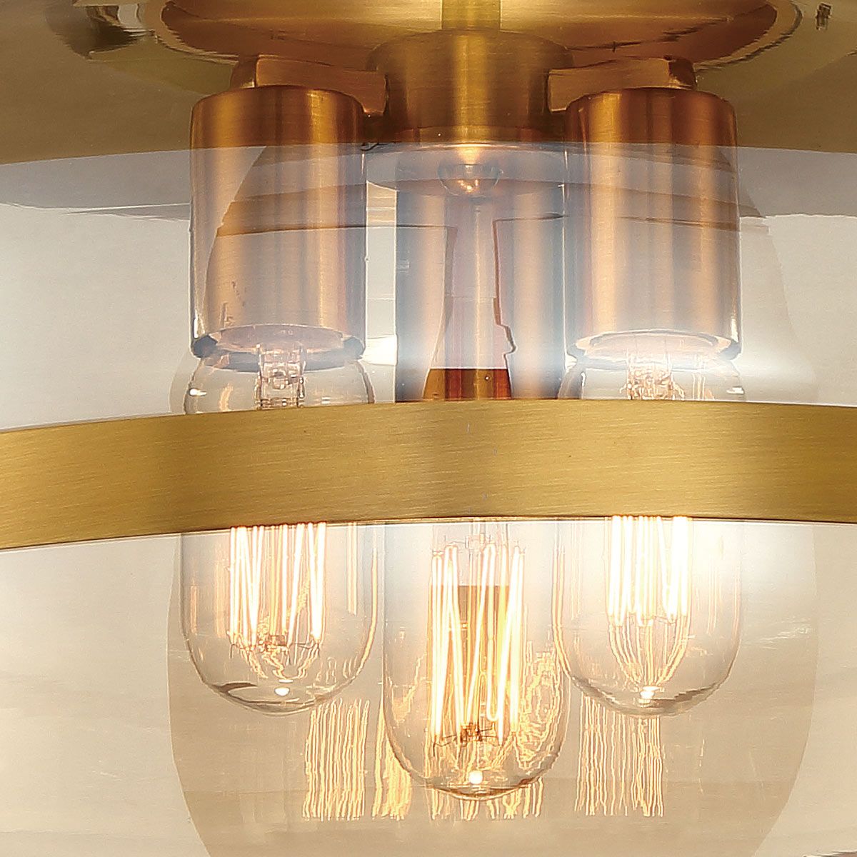 Quintiesse Nottingham 3 Light Ceiling Flush Large - Antique Brass