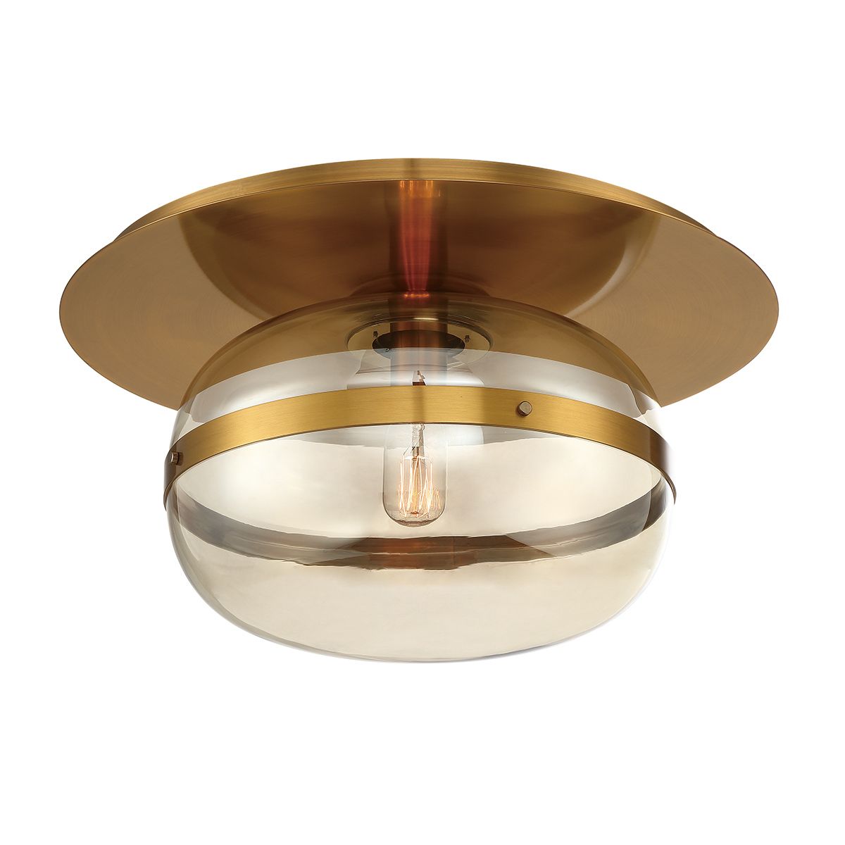 Quintiesse Nottingham 1 Light Ceiling Flush Medium - Antique Brass