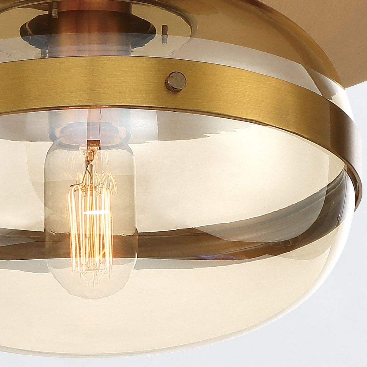 Quintiesse Nottingham 1 Light Ceiling Flush Small - Antique Brass