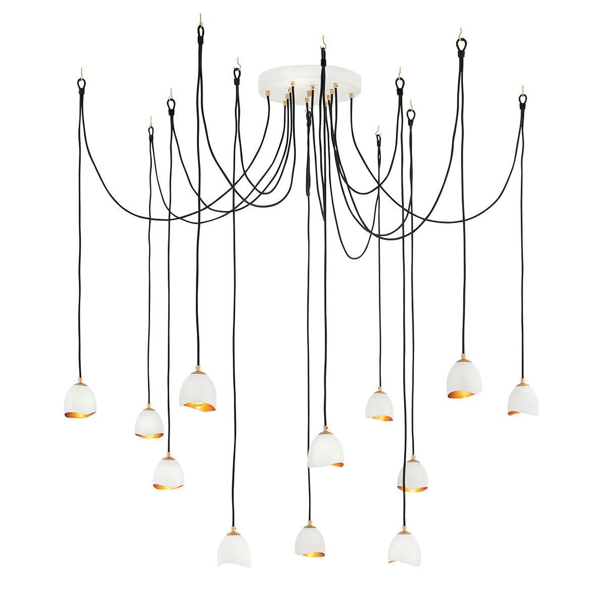 Quintiesse Nula 12 Light Pendant - Shell White & Luxe Gold
