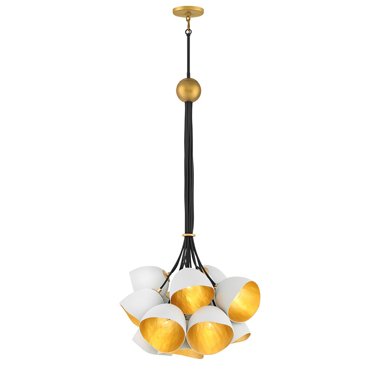 Quintiesse Nula 15 Light Pendant - Shell White & Luxe Gold