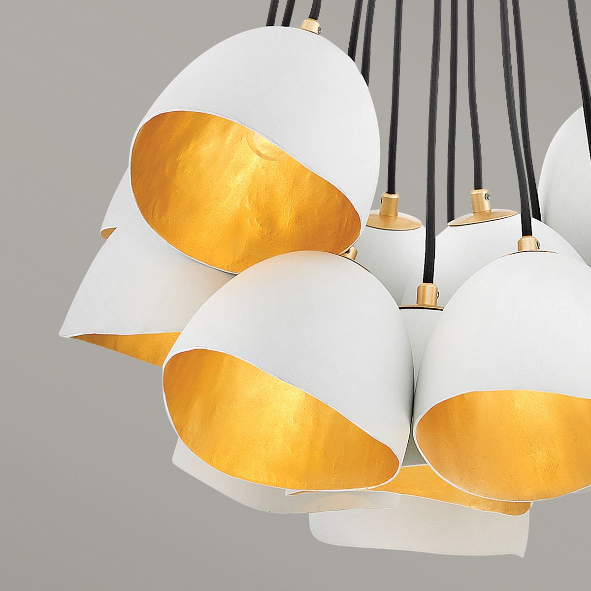 Quintiesse Nula 15 Light Pendant - Shell White & Luxe Gold