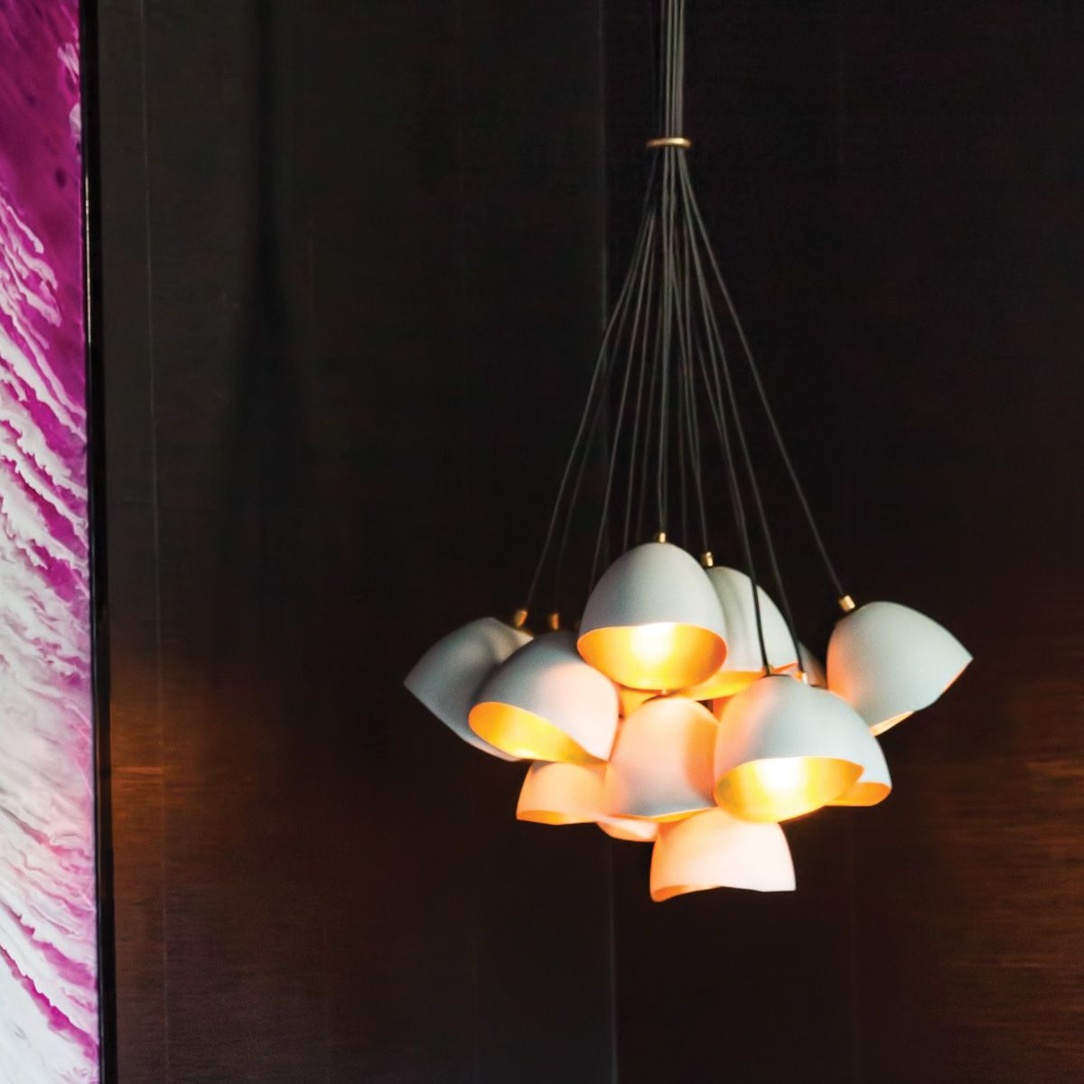 Quintiesse Nula 15 Light Pendant - Shell White & Luxe Gold