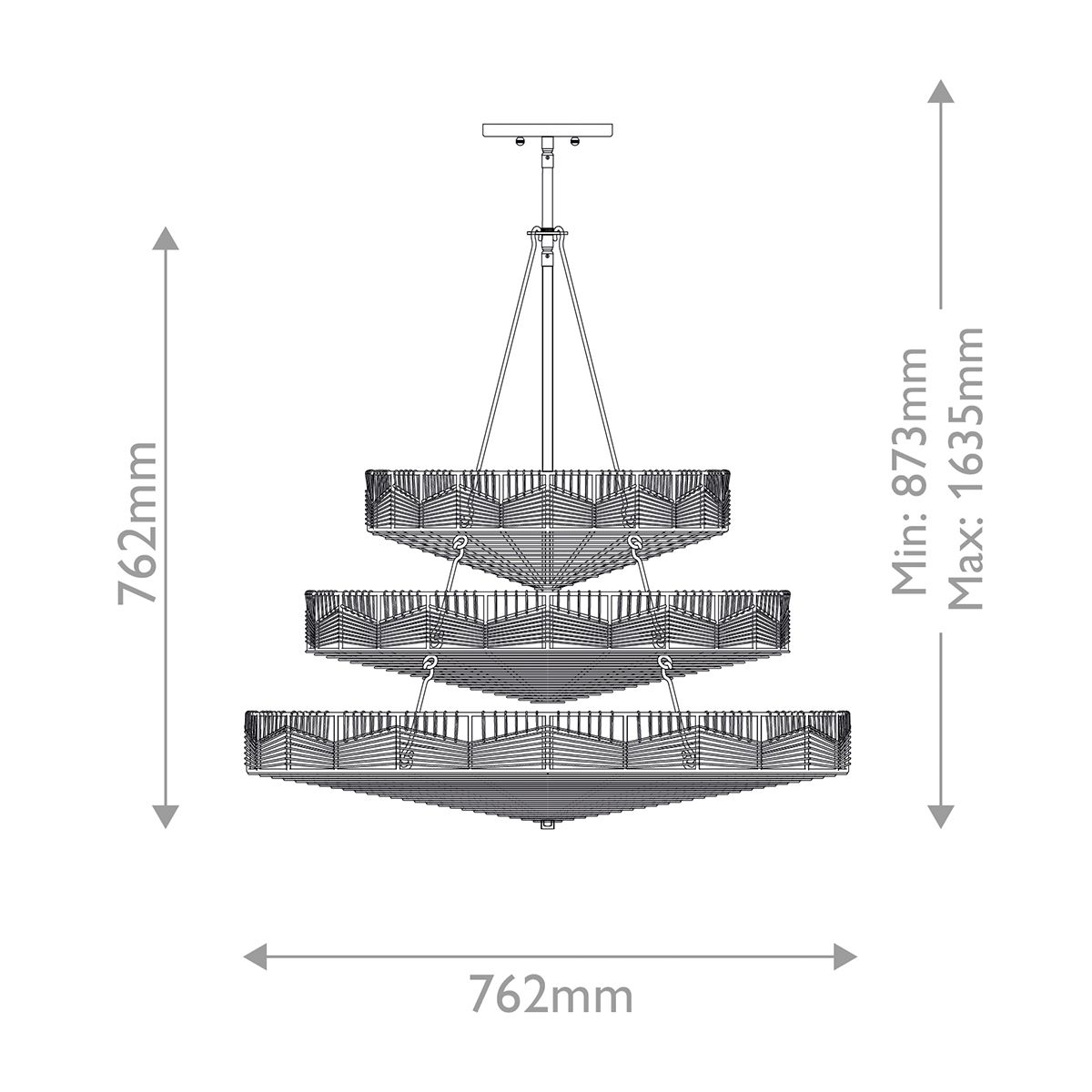 Quintiesse Ophelia 13 Light Multi Tier Chandelier - Black