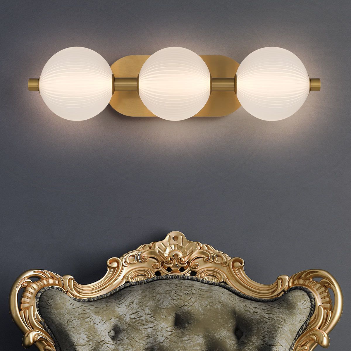 Quintiesse Palmas 3 Light Wall Light - Gold