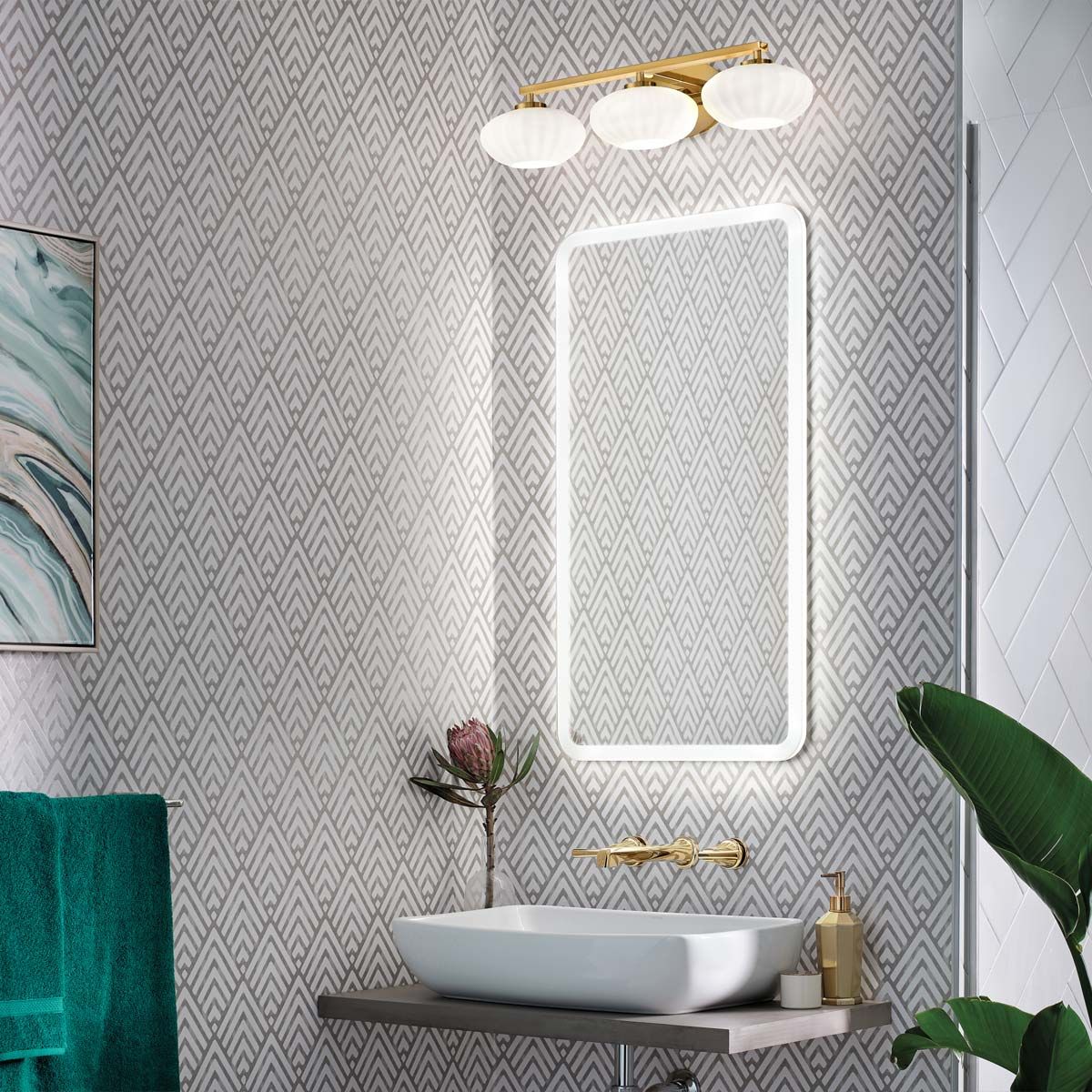 Quintiesse Pim 3 Light Bathroom Wall Light - Fox Gold