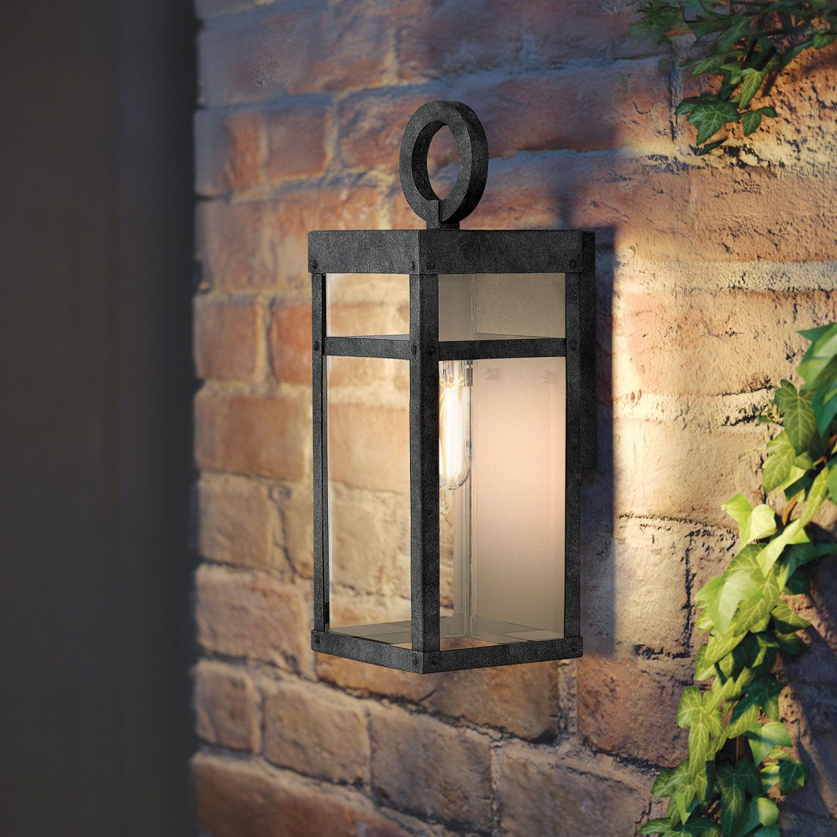 Quintiesse Porter Single Small Wall Lantern - Aged Zinc
