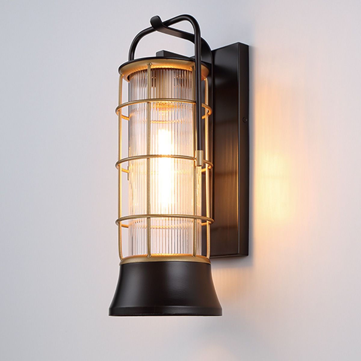 Quintiesse Rivamar 1 Light Outdoor Wall Light Medium - Black & Gold
