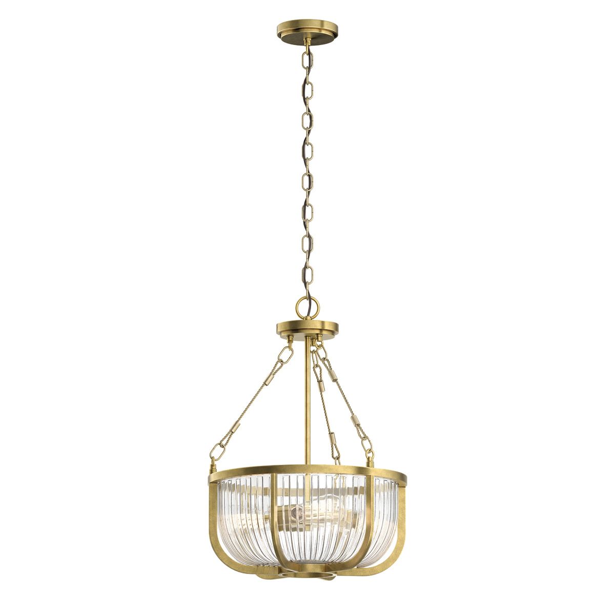 Quintiesse Roux 3 Light Pendant / Semi-Flush - Natural Brass