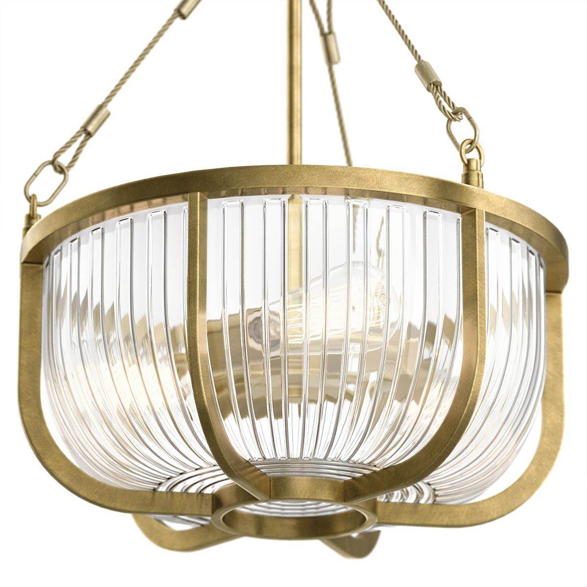 Quintiesse Roux 3 Light Pendant / Semi-Flush - Natural Brass
