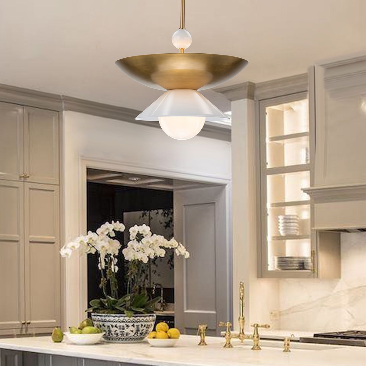 Quintiesse Saucer 4 Light Large Pendant - Aged Brass
