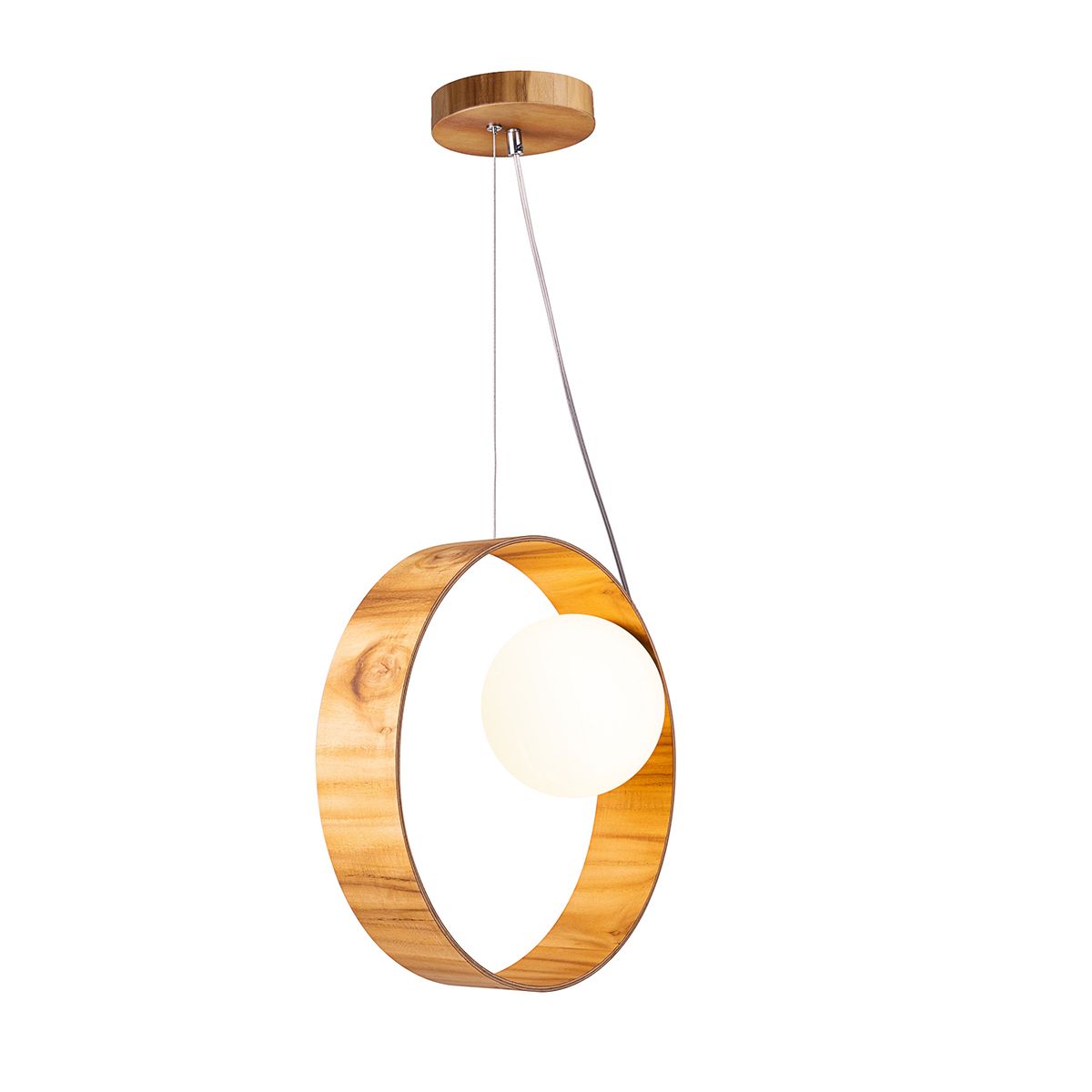Quintiesse Sfera 1 Light Pendant Light - Teak Veneer