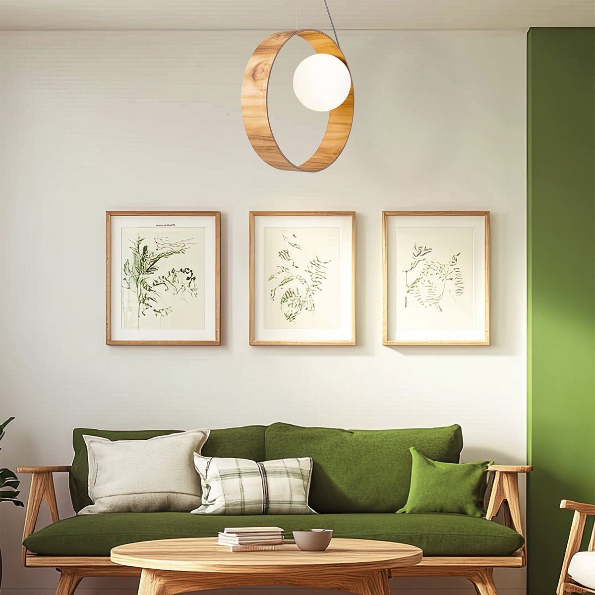 Quintiesse Sfera 1 Light Pendant Light - Teak Veneer