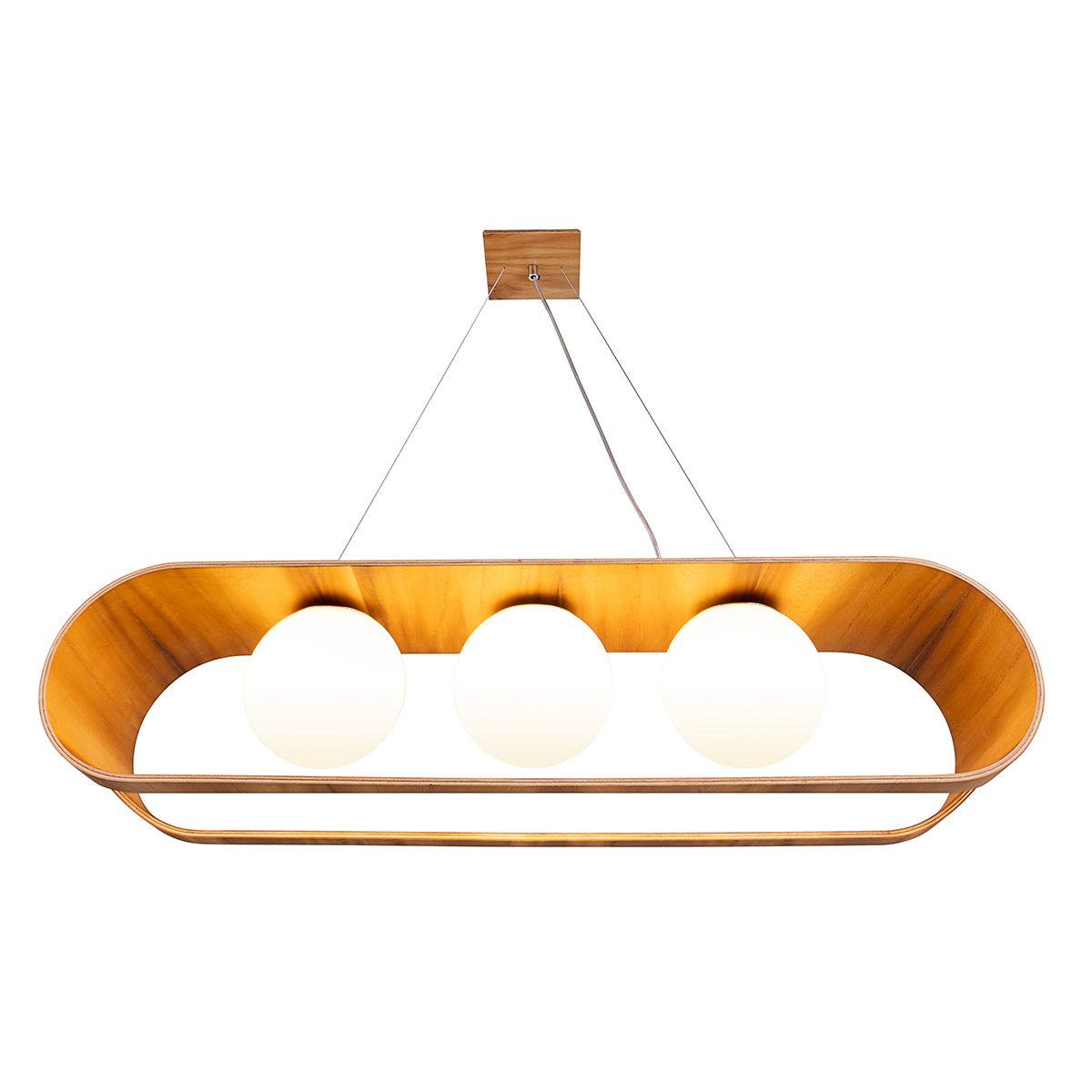 Quintiesse Sfera 3 Light Linear Pendant Light - Teak Veneer