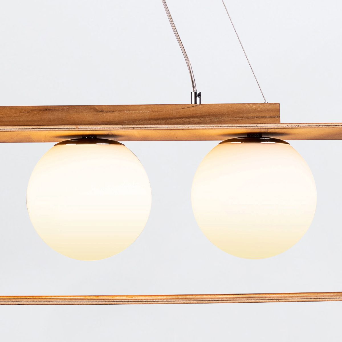 Quintiesse Sfera 3 Light Linear Pendant Light - Teak Veneer
