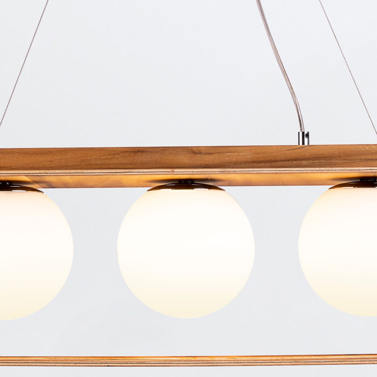 Quintiesse Sfera 3 Light Linear Pendant Light - Teak Veneer