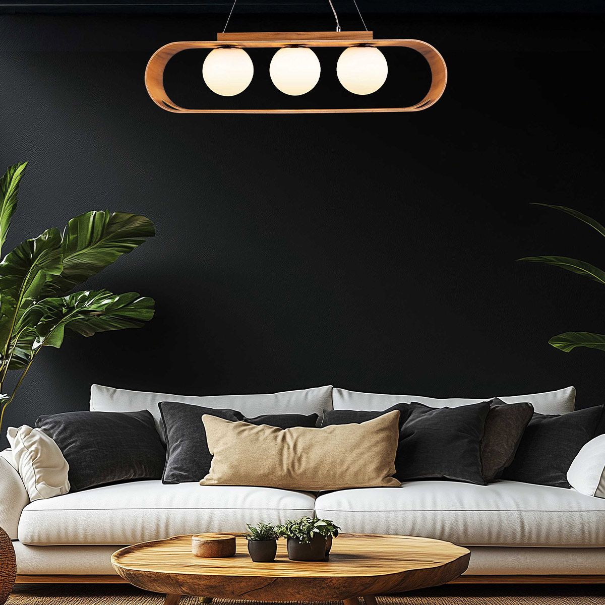 Quintiesse Sfera 3 Light Linear Pendant Light - Teak Veneer