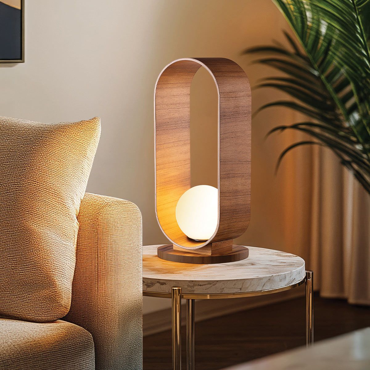 Quintiesse Sfera Table Lamp - Teak Veneer