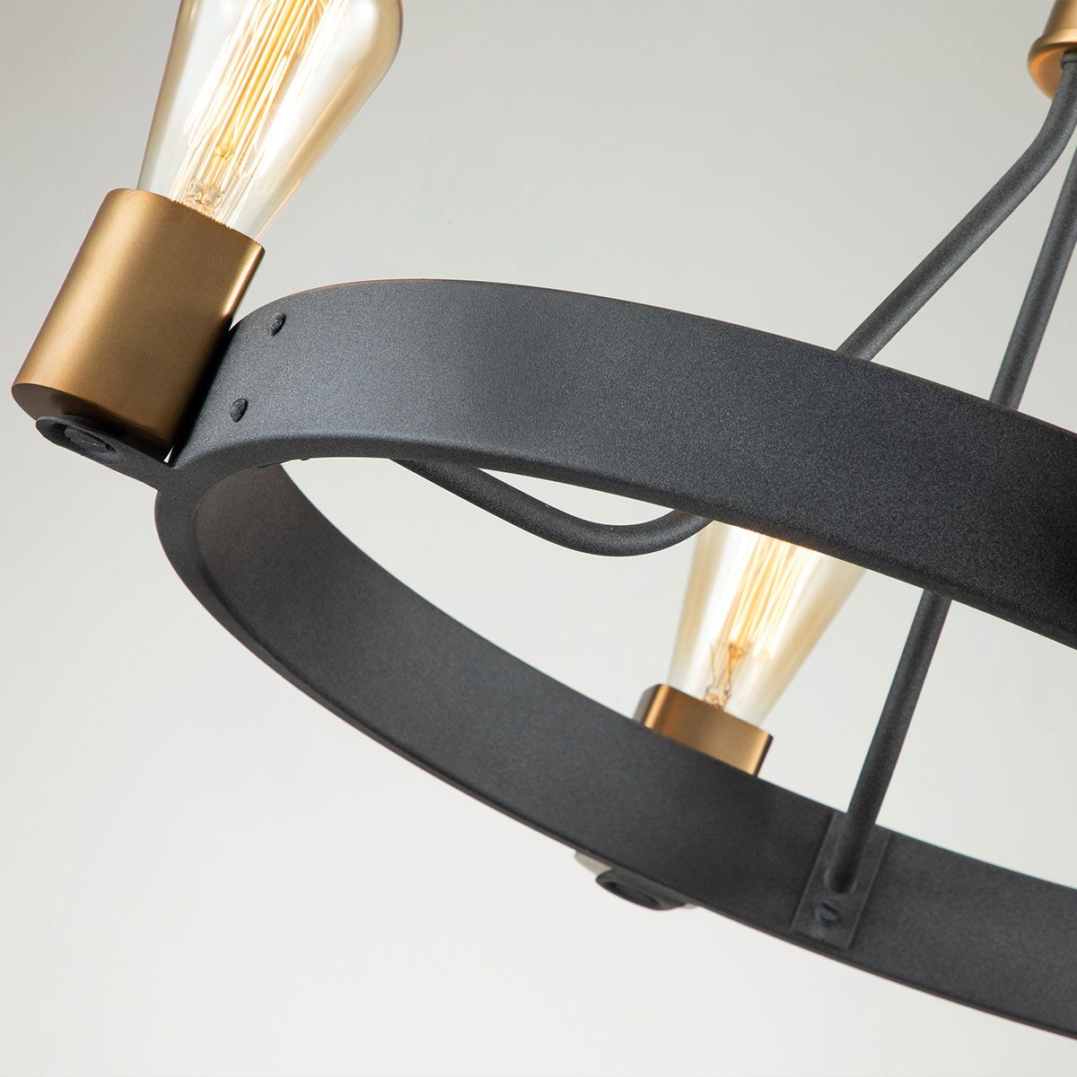 Quintiesse Silas 4 Light Pendant / Semi-Flush Fitting - Aged Zinc & Heritage Brass