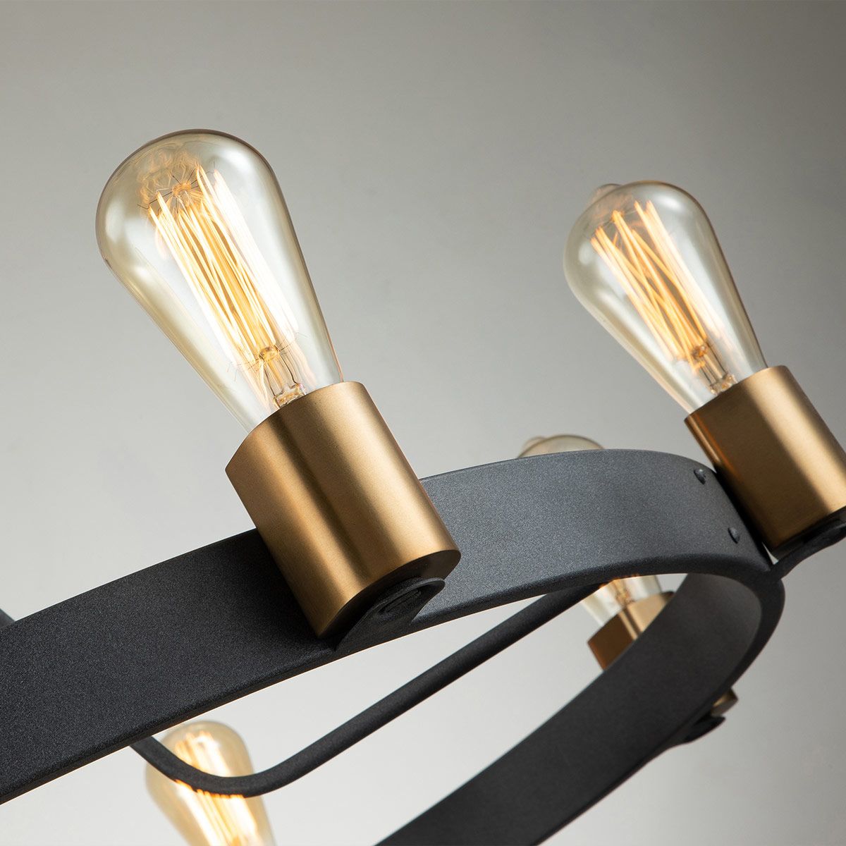 Quintiesse Silas 8 Light Pendant / Semi-Flush Fitting - Aged Zinc & Heritage Brass