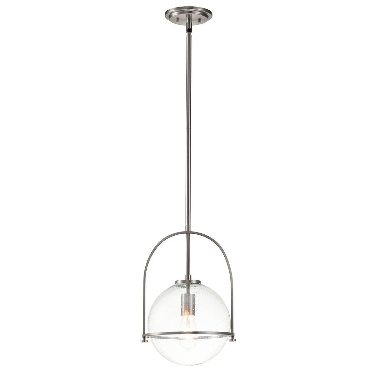 Quintiesse Somerset Single Medium Pendant - Clear - Brushed Nickel