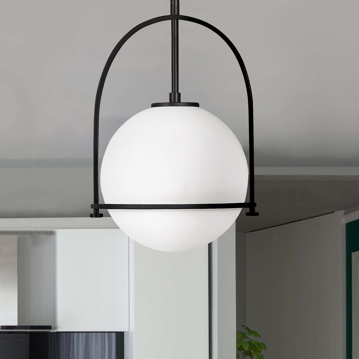 Quintiesse Somerset Single Medium Pendant - Opal - Black