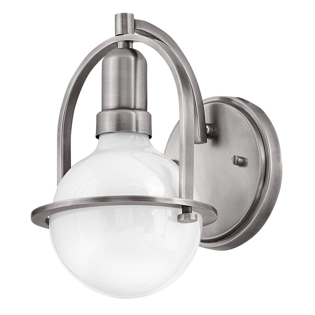 Quintiesse Somerset Single Wall Light - White Glass - Brushed Nickel
