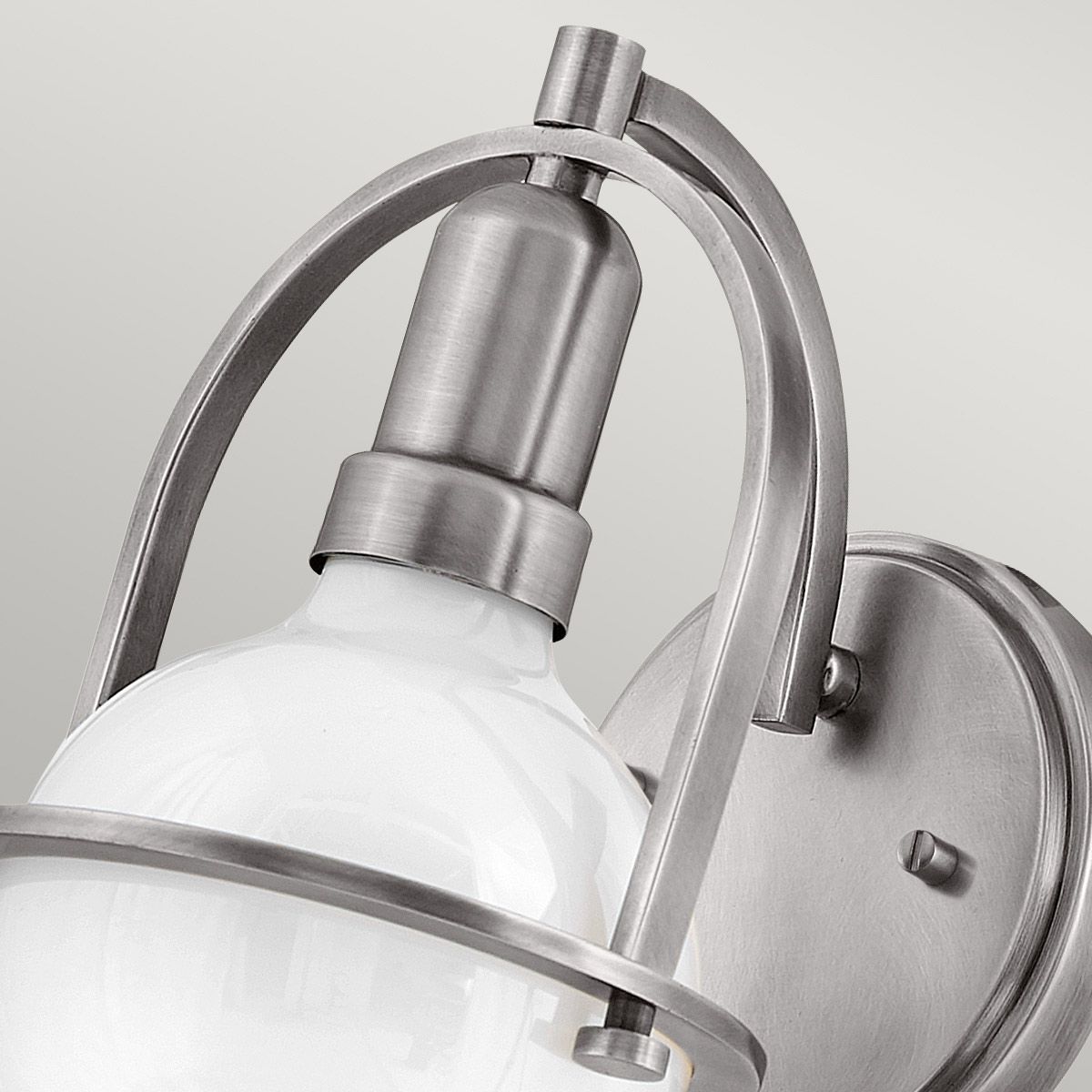 Quintiesse Somerset Single Wall Light - White Glass - Brushed Nickel