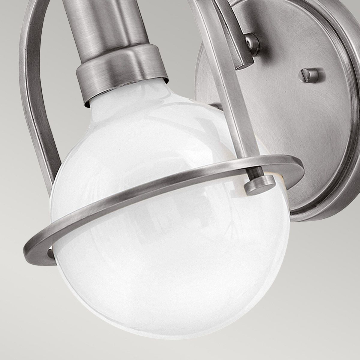 Quintiesse Somerset Single Wall Light - White Glass - Brushed Nickel