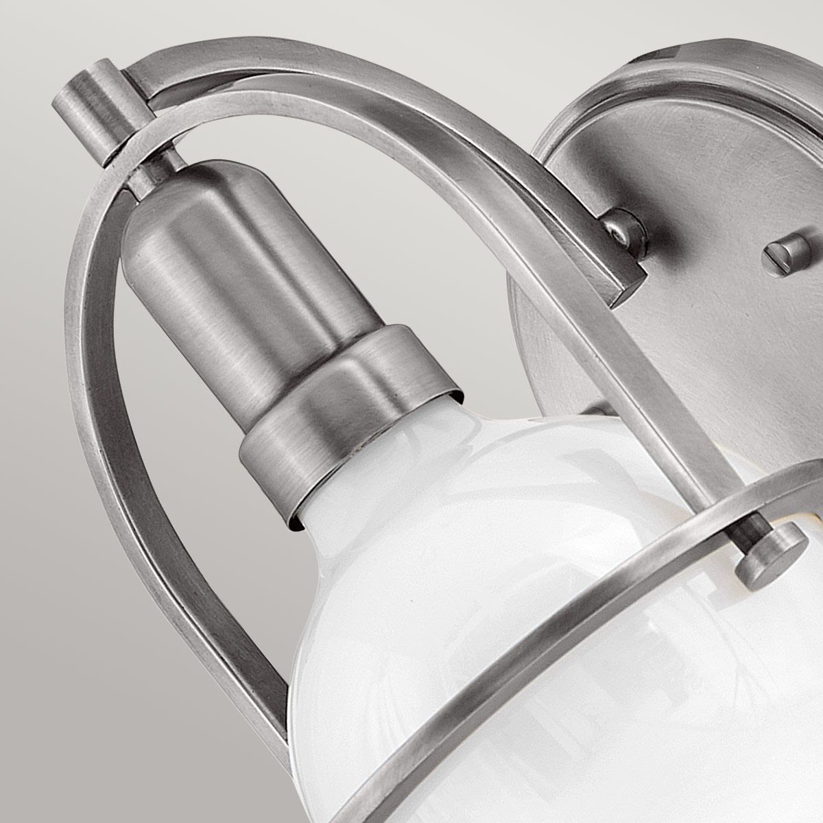 Quintiesse Somerset Single Wall Light - White Glass - Brushed Nickel