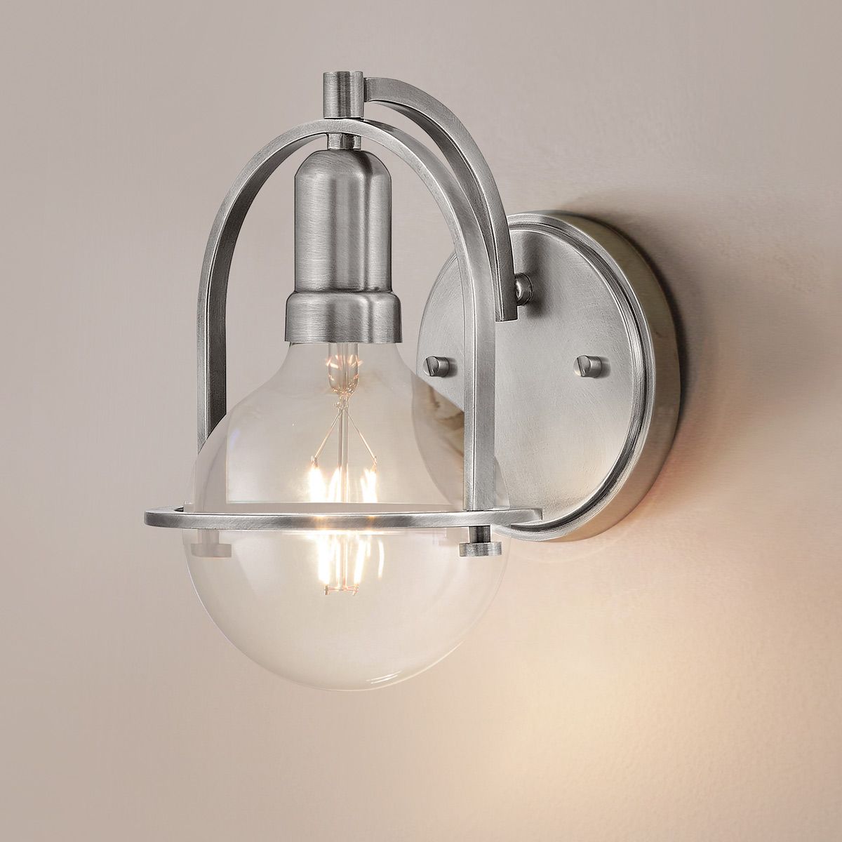 Quintiesse Somerset Single Wall Light - Clear - Brushed Nickel