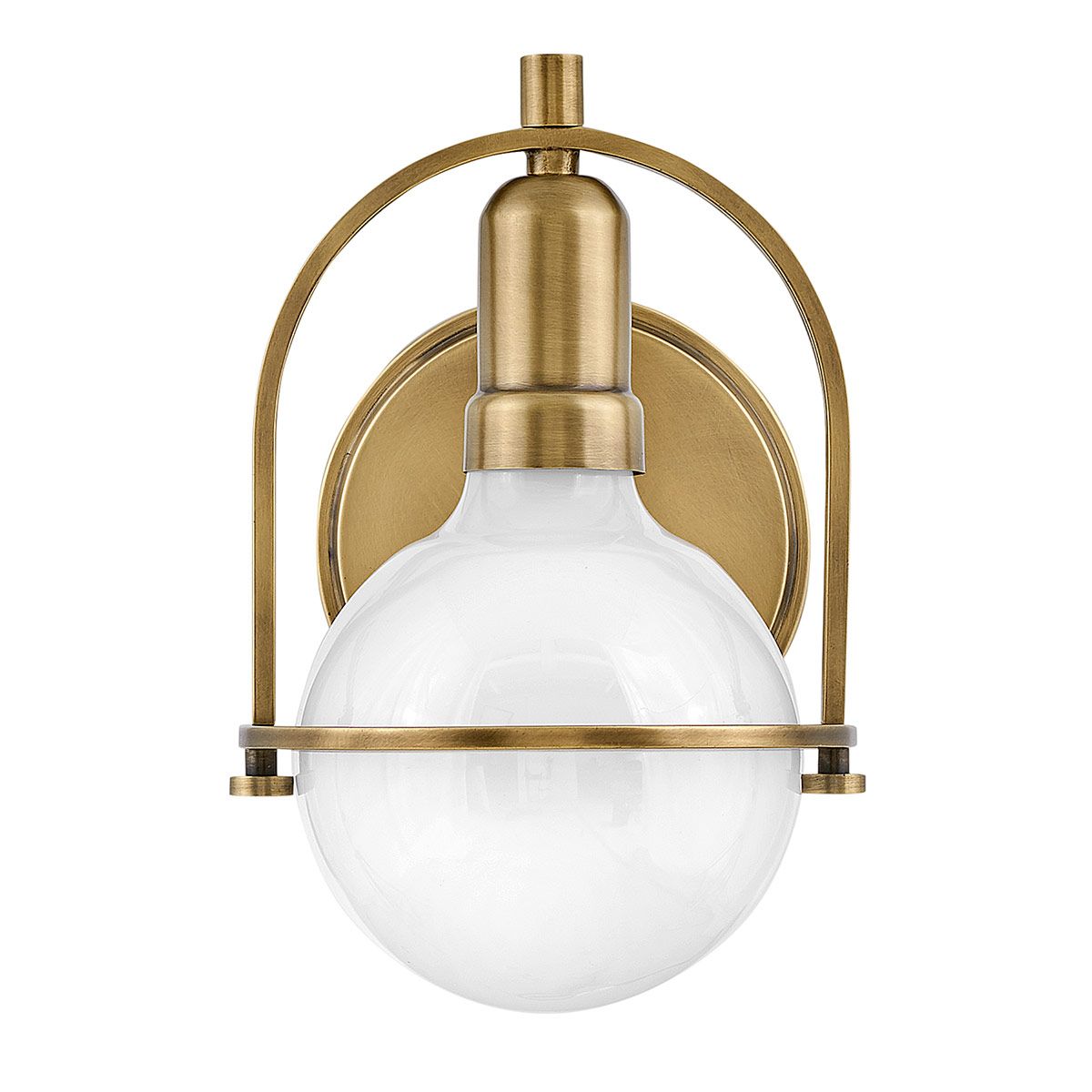 Quintiesse Somerset Single Wall Light - White Glass - Heritage Brass