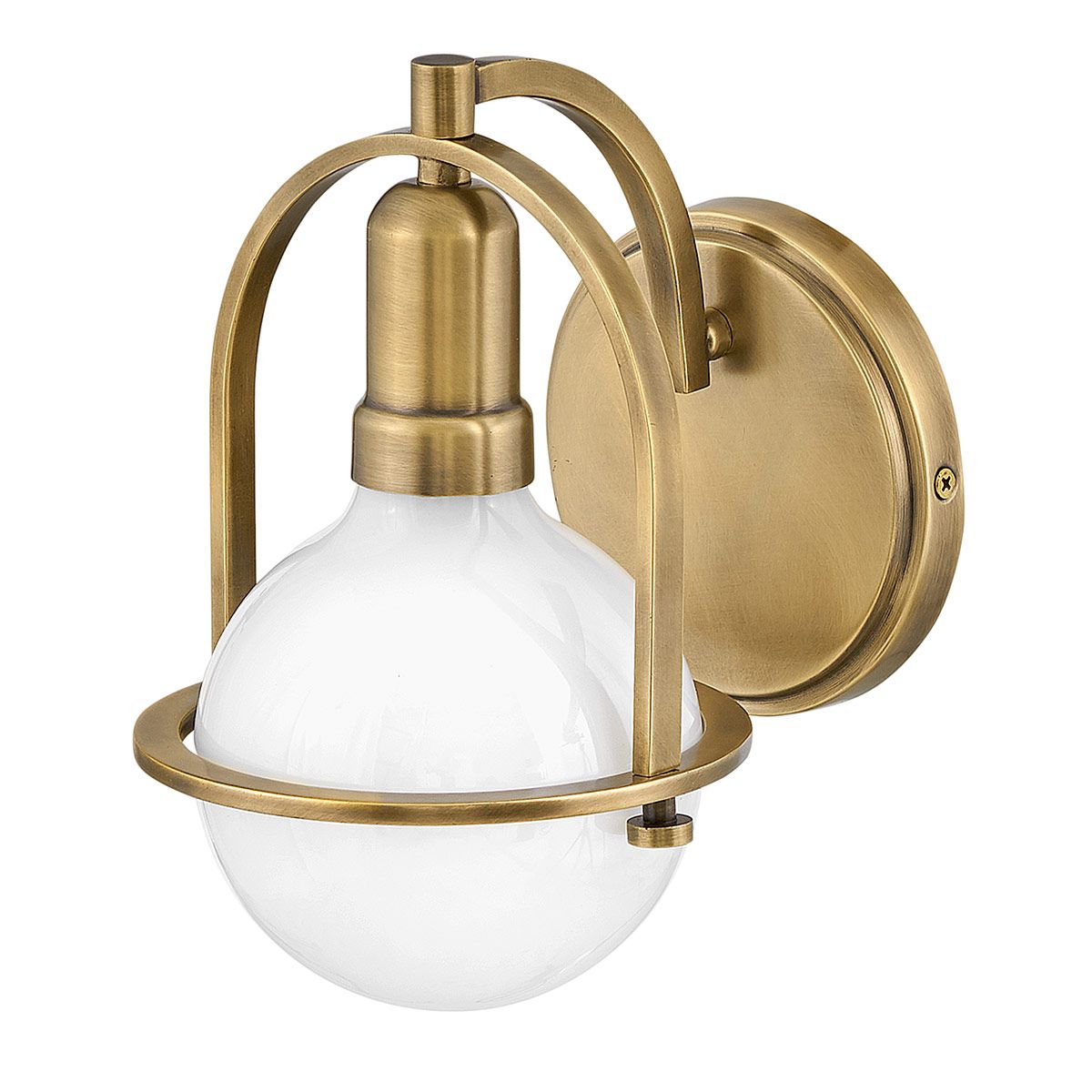 Quintiesse Somerset Single Wall Light - White Glass - Heritage Brass