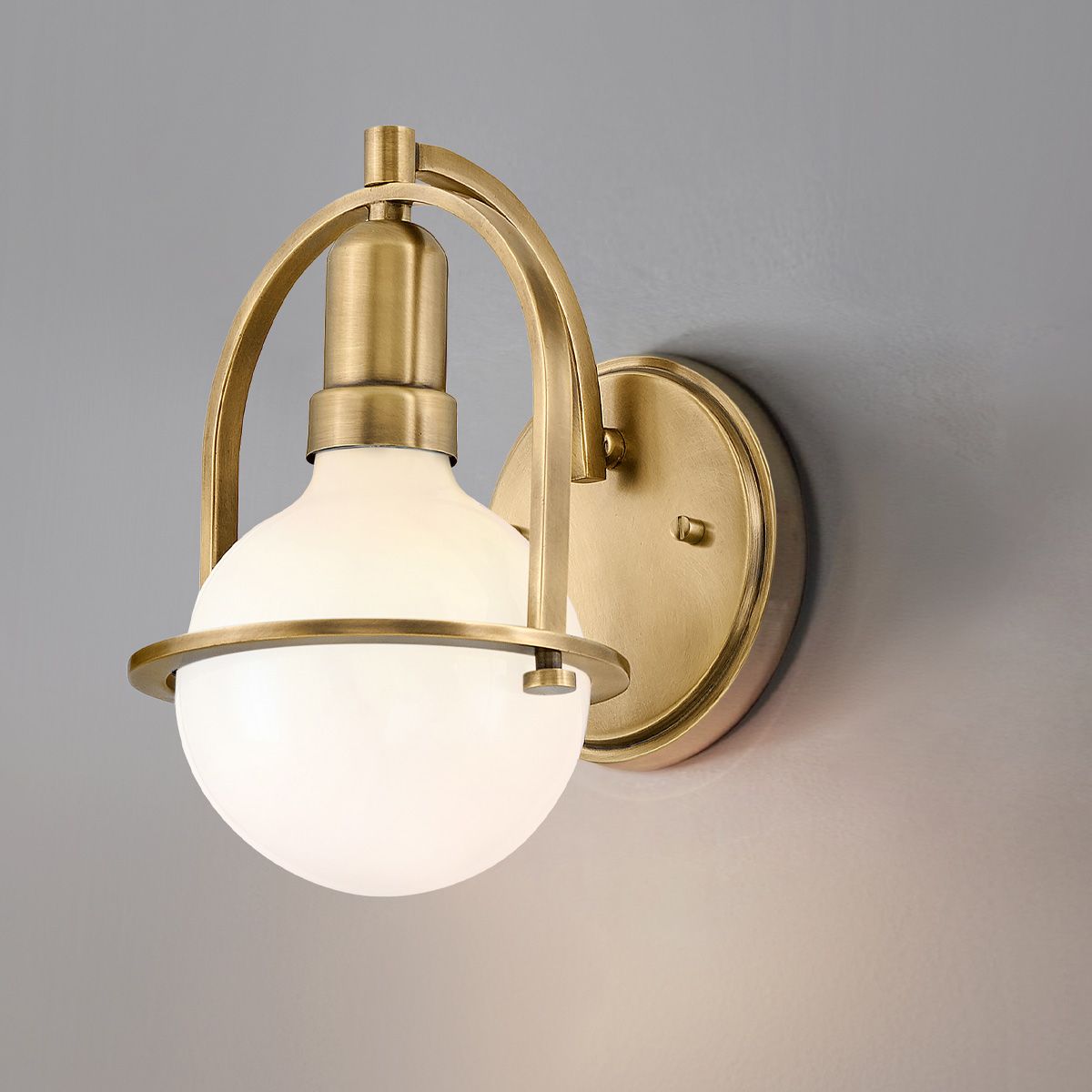 Quintiesse Somerset Single Wall Light - White Glass - Heritage Brass